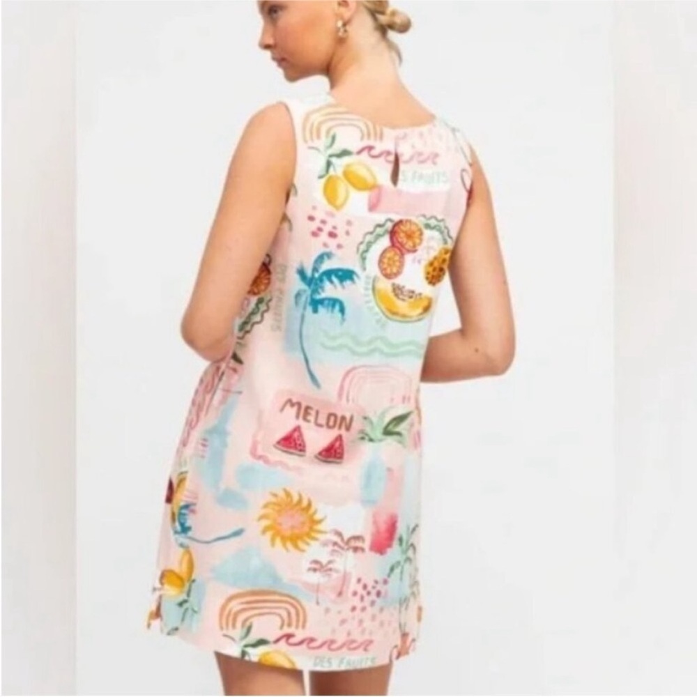 Anthropologie Paper Heart Fruit Sleeveless Linen Blend Mini Dress Size XS - Picture 2 of 8